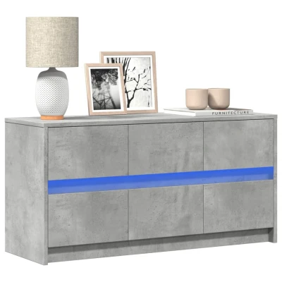 Afbeelding van Tv meubel met LED 100x34x50 cm bewerkt hout betongrijs