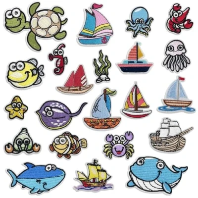 Afbeelding van Chiluxendo 22 stuks strijkbare stoffen patches, naaikledingpatches, kinderbroekpatches, geborduurde patches voor jassen, hoeden, rugzakken, jeans
