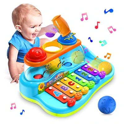 Afbeelding van Yerloa GoStock muziekspeelgoed, 1 2 3 jaar, baby, verlicht het muziekinstrument, xylofoon, gaming toetsenbord voor baby&#039;s, cadeau jongens en meisjes