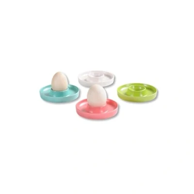 Afbeelding van Eierdopjes Set van 4 Stuks Met praktische rand voor neerleggen de eierschaal Eierdoppen Delig Egg cups Melamine plastic MIX KLEUREN