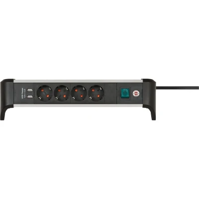 Afbeelding van Brennenstuhl Alu Office Line stekkerdoos met USB laadfunctie 4