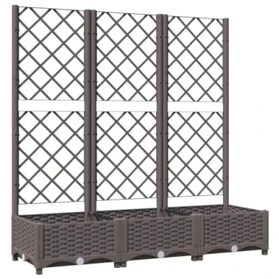 Afbeelding van Plantenbak met latwerk 120x40x121,5 cm polypropeen bruin