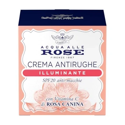 Afbeelding van Acqua alle Rose, anti rimpel gezichtscrème met vitamine C van rozenbottel, ideaal voor de donkere of matte huid, antioxiderende werking, vlekken en verhelderend, SPF20, 50 ml