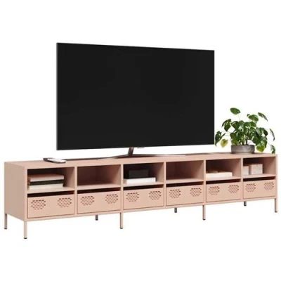 Afbeelding van vidaXL Tv meubel 202x39x43,5 cm koudgewalst staal roze