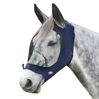 Image de Weatherbeeta Masque Anti Mouches Deluxe Stretch avec Oreilles Marin/Noir Cob