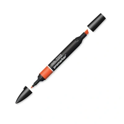 Afbeelding van Winsor &amp; Newton ProMarker 0203051 Marqueur professionnel 2 pointes fines et larges pour dessins, design mises en page Orange vif
