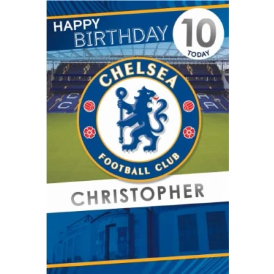 Afbeelding van Danilo Promotions Limited Chelsea FC verjaardagskaart, personaliseerbaar, wenskaart, elke naam, verjaardagskaarten, 22,9 x 15,2 cm