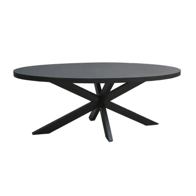 Afbeelding van Livingfurn Eetkamertafel Kala Oval Spider 160cm Mangohout / Gecoat Staal