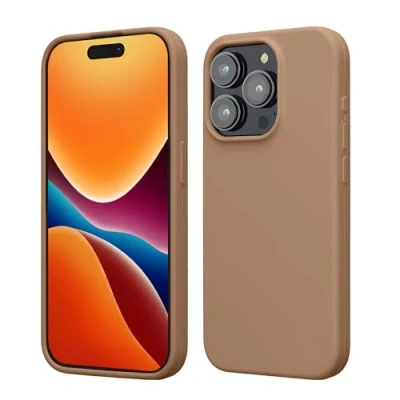 Afbeelding van kwmobile Case voor iPhone 15 Pro Slank TPU Hoesje met Zachte Afwerking In cappuccino