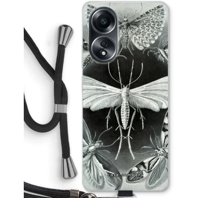 Afbeelding van Case Company® hoesje met Koord geschikt voor Oppo A58 4G Haeckel Tineida Telefoonhoesje Zwart Bescherming aan alle Kanten en Over de Schermrand