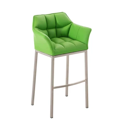 Afbeelding van Barkruk Sarpsborg Kunstleer met 4 poots Mat geborsteld RVS frame, Groen