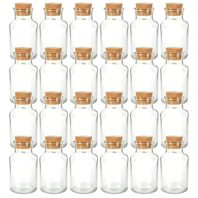 Afbeelding van Kruidenpotjes, 150 ml, rond, 10,3 x 5,8 cm, met kurksluiting, incl. etiketten, verschillende aantallen naar keuze, afmetingen: 24 stuks