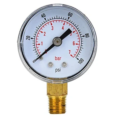Afbeelding van Mechanische manometer, 1/8 inch BSPT manometer voor lucht olie en water (0 100 psi,0 7 bar)