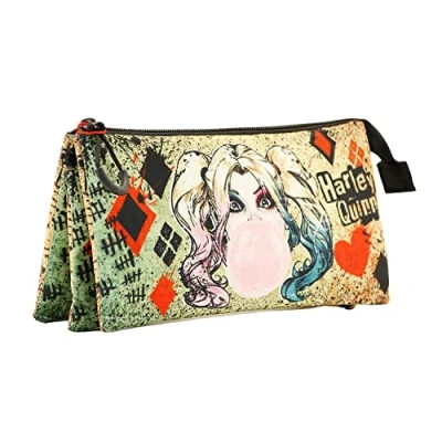 Image de Karactermania Harley Quinn Mad Love Triple HS Pencil Case Trousses, 24 cm, Beige