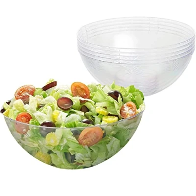 Afbeelding van MATANA 5 Saladekommen/Serveerschalen (1,5L) van Kunststof Glashelder, Herbruikbaar Geschikt als Snack Schaaltjes, Fruitmanden, Keukenschalen