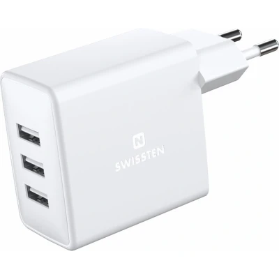 Afbeelding van Swissten USB Oplader met 3 Poorten 15W Wit