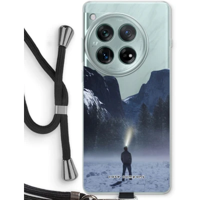 Afbeelding van Case Company® hoesje met Koord geschikt voor OnePlus 12r Wanderlust Telefoonhoesje Zwart Bescherming aan alle Kanten en Over de Schermrand