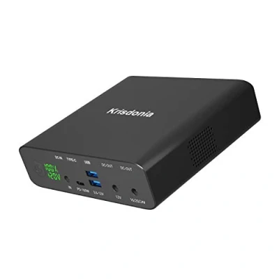 Afbeelding van Krisdonia Laptop Power Bank 32000 mAh draagbare oplader 100 W PD externe batterij 2 x DC (tot 24 V) USB QC3.0 1 Type C voor laptop, MacBook, tablet, smartphone en meer