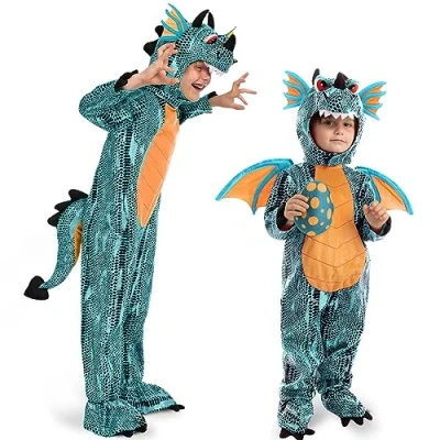 Afbeelding van Spooktacular Creations Halloween Child Unisex Blue Dragon kostuum, Deluxe Dinosaurus Set voor Party S