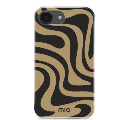 Afbeelding van Mio by Mobilize Hoesje Geschikt voor Apple iPhone 16e MagSafe Telefoonhoesje Hardcase Backcover Draadloos Opladen met Magnetische Ring Case Swirl Zwart,bruin