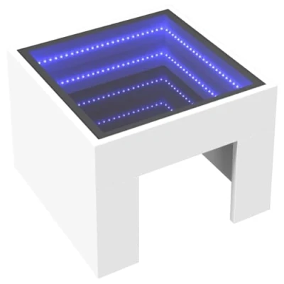 Image de vidaXL Table basse avec LED infini blanc 40x40x30 cm847595