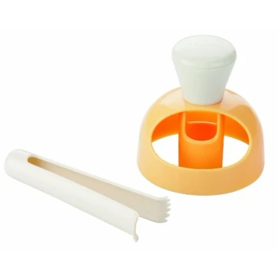 Afbeelding van Tescoma 630047 donutvorm met tang om in te dompelen, diameter 8 cm, wit/geel