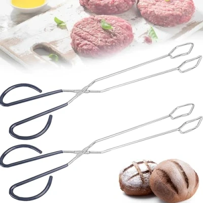 Afbeelding van CINY 2 barbecuetang, extra lange schaartang, roestvrijstalen koken om te bakken, brood grilltang, broodtang, carbon tangen, vuurklemmen (40,6 cm)