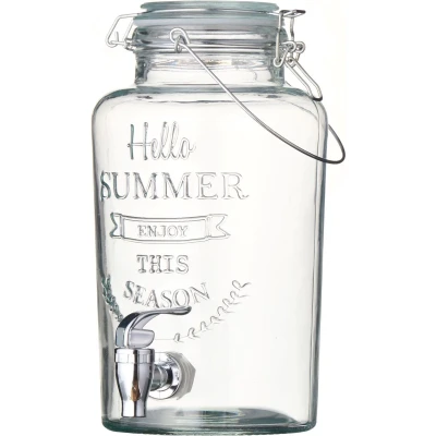 Afbeelding van Point Virgule Drankdispenser Hello Summer Limonadetap Met Kraantje Transparant 3L