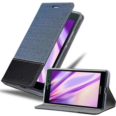 Afbeelding van Cadorabo Hoesje geschikt voor Huawei ASCEND P7 in DONKERBLAUW ZWART Beschermhoes met magnetische sluiting, standfunctie en kaartvakje Book Case Cover Etui