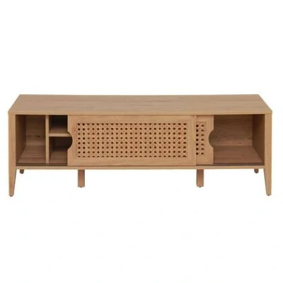 Afbeelding van CALICOSY TV meubel met 2 schuifdeuren, rotan decor
