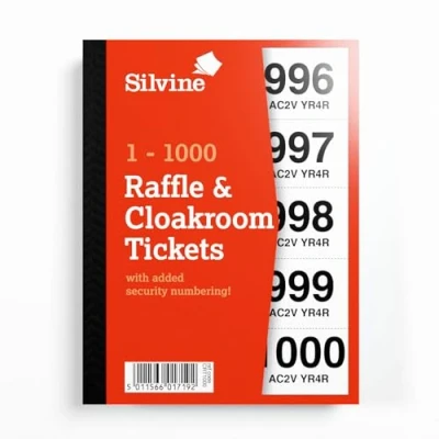 Afbeelding van Silvine Loterij tickets genummerd van 1 tot 1000 met veiligheidsnummering Ref. CRT1000