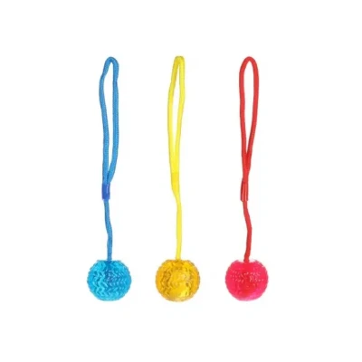 Afbeelding van Flamingo Hondenspeelgoed Bal Met Koord Willekeurig 6 x 12 cm