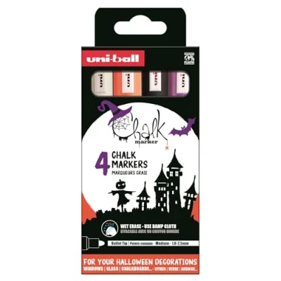 Afbeelding van Uni ball Set Chalk Marker Vloeibare krijtstiften PWE 5M 4P Halloween