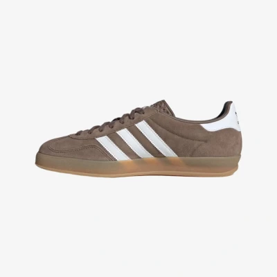Afbeelding van adidas Originals Gazelle Indoor Unisex Sneakers laag, Maat: 38 2/3, Earth strata/white/gold met Veloursleer