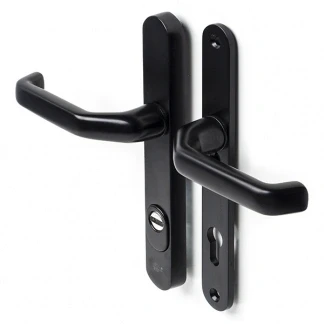 Afbeelding van Intersteel veiligheidsbeslag smal skg*** kruk/kruk profielcilinder 92 mm aluminium zwart