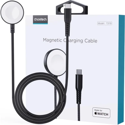 Afbeelding van Choetech Magnetische Apple Watch USB C Kabel 1M Made For Zwart