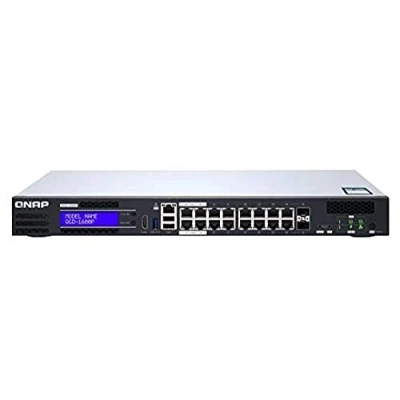 Afbeelding van QNAP QGD 1600P 4G, 16 poorts PoE Edge Switch (16 Havens), Netwerkschakelaar, Zwart, Grijs