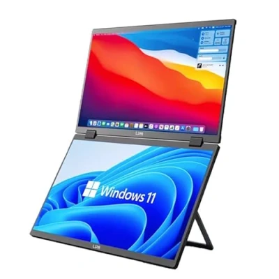 Afbeelding van Lipa HDR 72 Dual Portable monitor Full HD Foldable opvouwbaar scherm Beeldscherm Computerscherm Ultrawide Ook Windows &amp; MacOS 2x 15.6 inch Tri screen Triple 60 Hz en IPS Verticaal