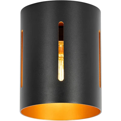 Afbeelding van QAZQA Design plafondlamp zwart met gouden binnenkant Yana