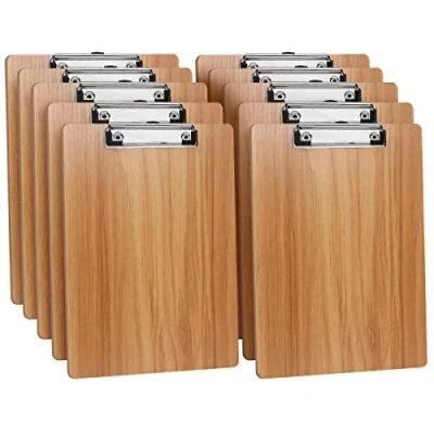 Afbeelding van DONGLI 10 stuks A4 klemborden van hout met discrete clip en ophanggat, klembord voor kantoor, bedrijf, restaurant