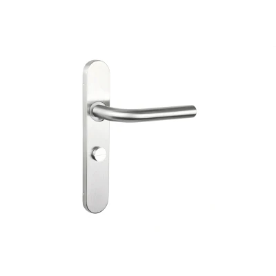 Afbeelding van Lavuzo deurkruk Oristano RVS met afgerond schild WC63/8 badkamersluiting Per set Deurklink
