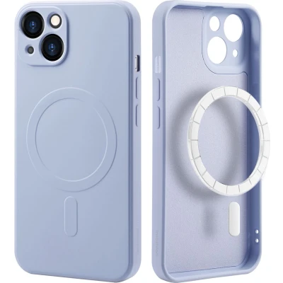 Afbeelding van iMoshion Hoesje Geschikt voor iPhone 13 Siliconen Color Backcover MagSafe Lila