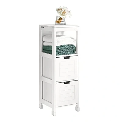 Afbeelding van SoBuy® FRG127 W Kolomkast voor badkamer, badkamerkast, 1 etage en 2 laden