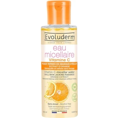 Afbeelding van EVOLUDERM Micellair water, vitamine C, 100 ml, 96% natuurlijke oorsprong, veganistisch, gemaakt in Frankrijk