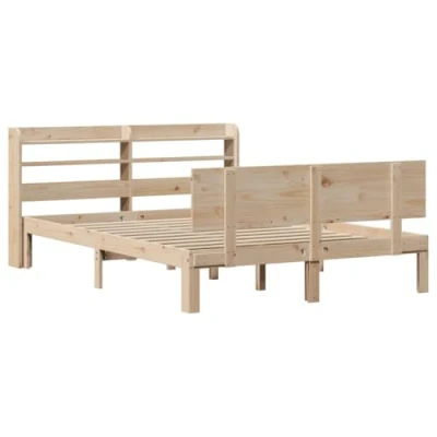 Afbeelding van vidaXL Bedframe met hoofdbord massief grenenhout 150x200 cm