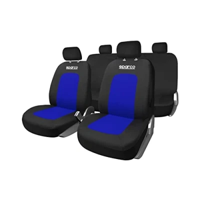 Afbeelding van Set hoezen voor zittingen Sparco Sport Zwart/Blauw