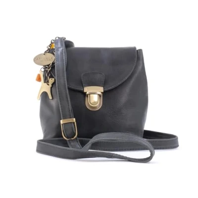 Afbeelding van Catwalk Collection Handbags Kleine schoudertas voor dames van leer Handtas Crossbody tas met verstelbare schouderriem FRANKIE, zwart.