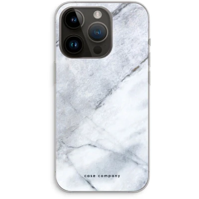 Afbeelding van Case Company® hoesje geschikt voor iPhone 14 Pro Witte marmer Soft Cover Telefoonhoesje Bescherming aan alle Kanten en Schermrand