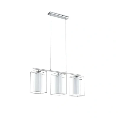 Afbeelding van EGLO Vintage Loncino 1 Hanglamp 3 Lichts Lengte 745mm. Chroom Helder, Wit