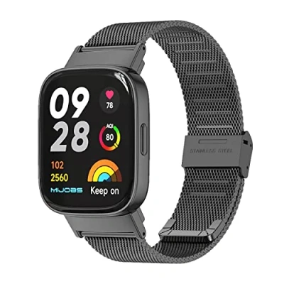 Afbeelding van GIOPUEY armband compatibel met Xiaomi Redmi Watch 3, gevlochten roestvrijstalen [slijtvast] [licht], voor 3